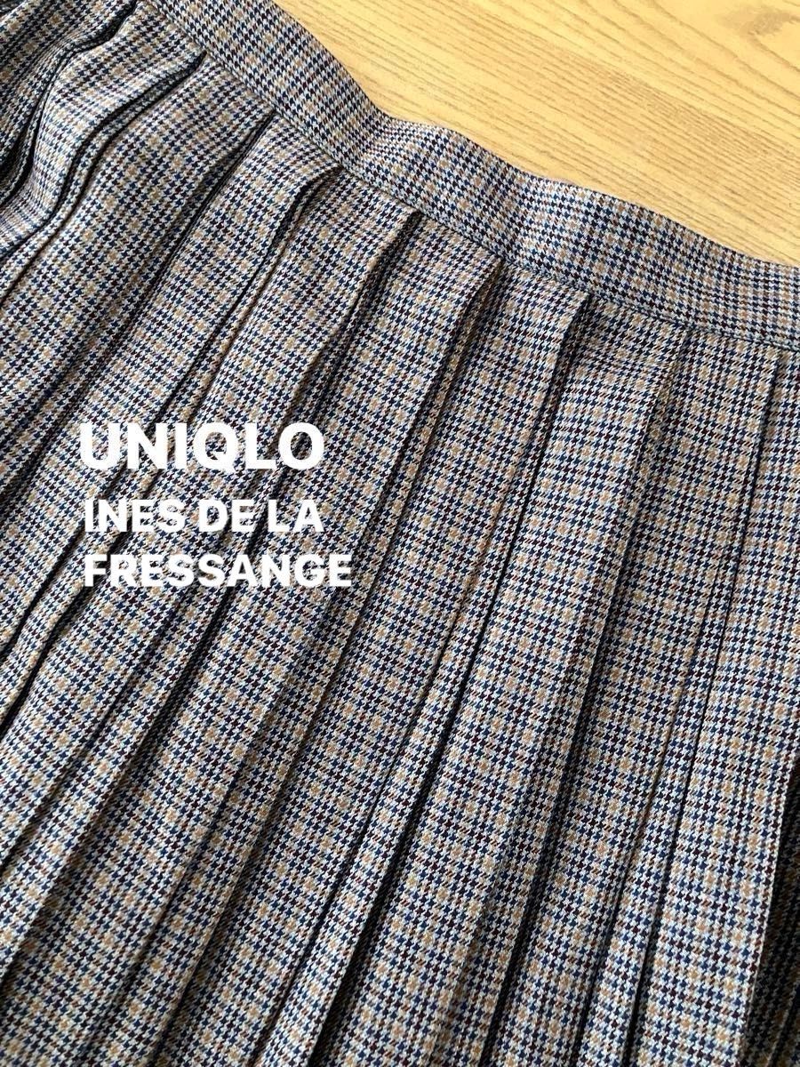 UNIQLO ユニクロ　INES イネス・デ・ラ・フレサンジュ　プリーツスカート　サイズＬ　ロングスカート　チェック　ウエストゴム