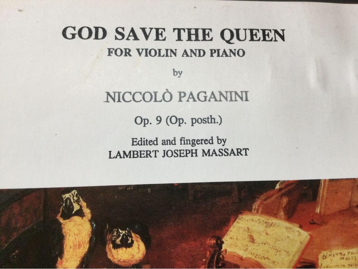 ヴァイオリン 輸入楽譜　GOD SAVE THE QUEEN by NICCOLO PAGANINI  Op.9