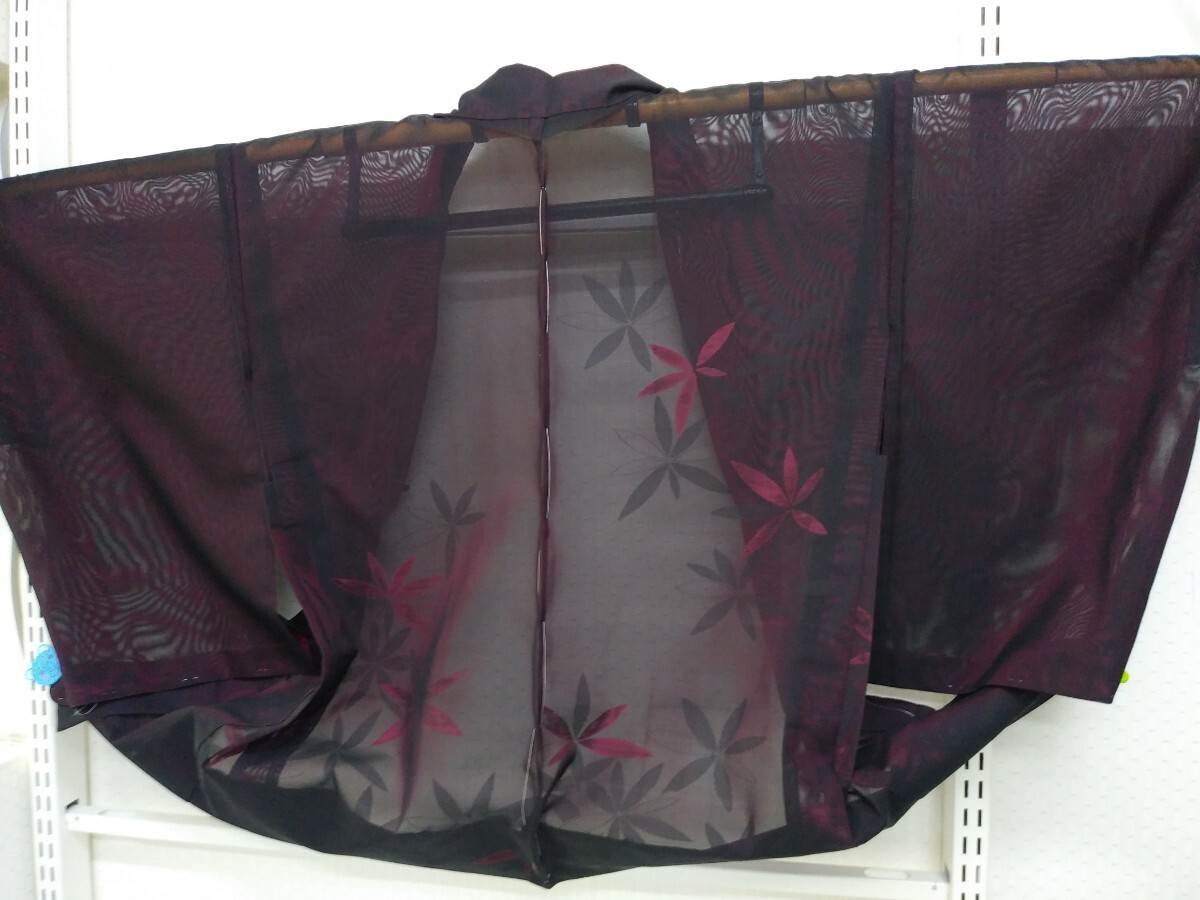 YA5249 和装　レトロ　可愛い　紗　夏羽織　絹　身丈約75.5㎝/裄約62.5㎝　リメイク素材_画像3