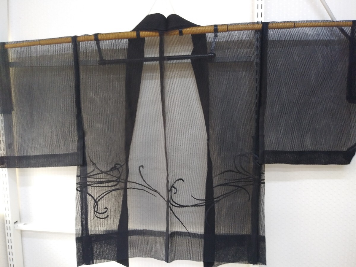 YA5260 和装 レトロ 紗 夏羽織 絹 身丈→約77㎝/裄→約64㎝ リメイク素材 の画像3