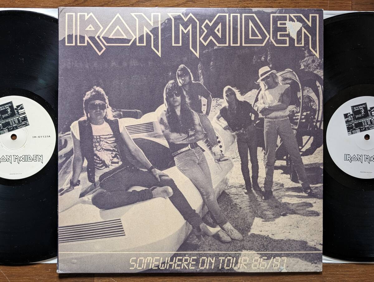 【LP】IRON MAIDEN(IM61131-2日本製KINNIE背上下絞ジャケ1枚目A面溝ラベル2枚組SOMEWHERE ON TOUR 86/87)_画像1