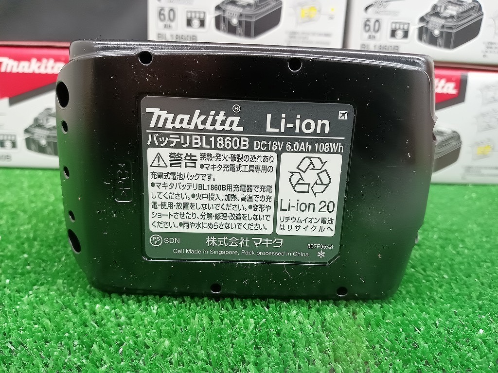 未使用品 マキタ makita 18V 6.0Ah 純正 リチウムイオン バッテリー BL1860B 雪マークあり 6個セット 正規品【1】の画像5
