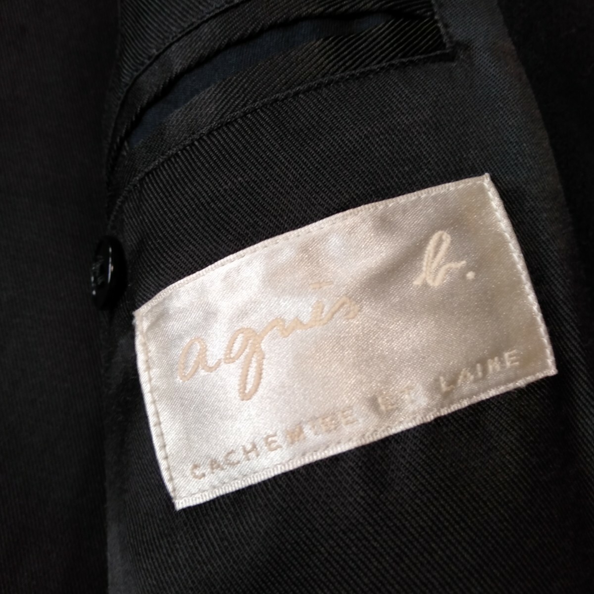 む267 agnes b サイズ0 ウール ジャケット ブラック ジップアップ ブルゾン 右袖ボタン取れてます アニエス・ベー 洋服の画像3