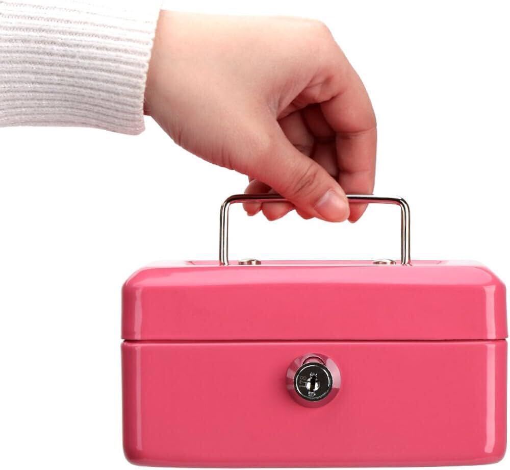 Jssmst(jes mat ) hand . safe key lock type made of metal Mini size light weight child 15x12x8cm B7 size CB0801S ( pink )