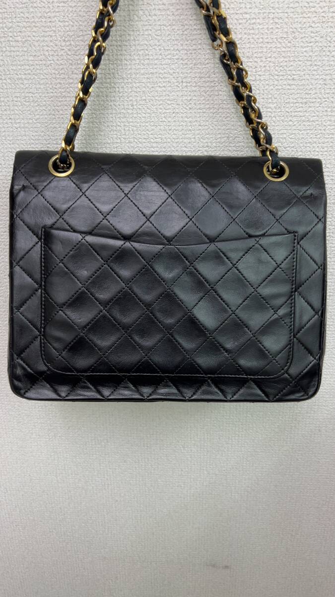 カード付き シャネル CHANEL マトラッセ 黒 ゴールド金具 チェーンショルダーバッグ ラムスキンの画像3