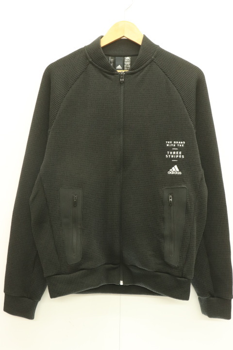 【中古】 adidas メンズジャージ トラックジャケット L MIDニットボンバーJKT J M adidas L 黒 ブラック_画像1