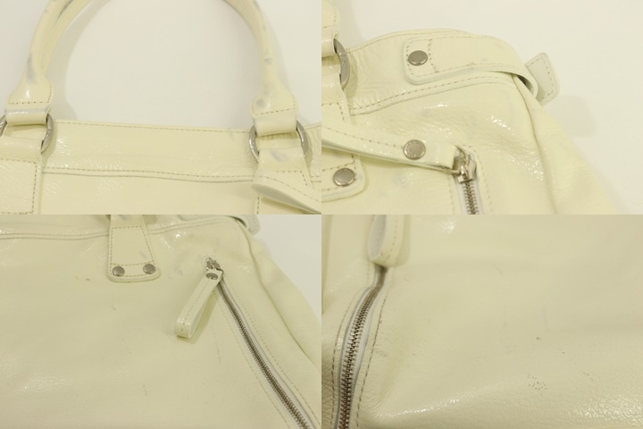 【中古】 Longchamp レディースハンドバッグ - エナメル ハンドバッグ Longchamp - 白 ホワイト ロゴ_画像5