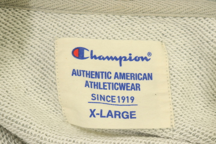 【中古】 CHAMPION メンズパーカー XL 無地パーカー CHAMPION XL グレー 灰 刺繍_画像3