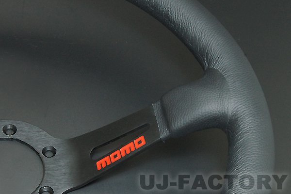 【正規品！】★ MOMO フルスピード 34.8φ ブラックレザー/レッドトップ★クールな日の丸国旗_画像2