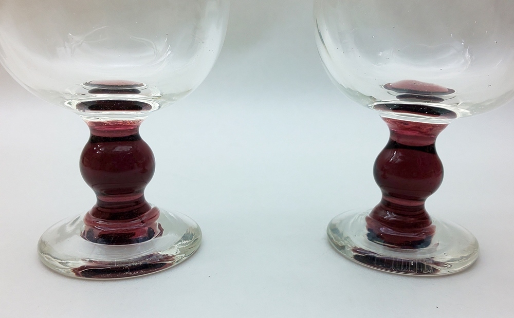 倉敷ガラス 小谷真三 ペア ワイングラス 共箱/ガラス グラス 気泡 の画像4