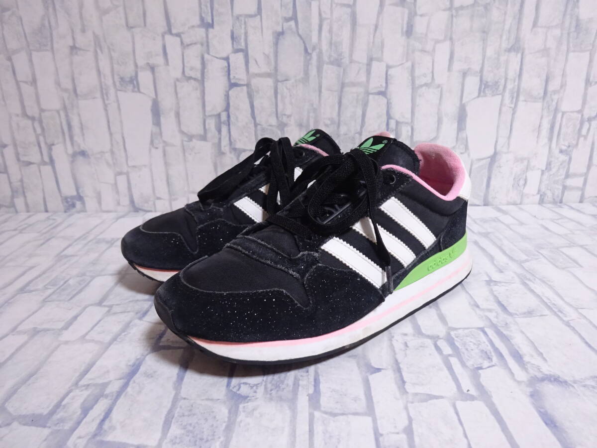 adidas Originals ZX500 スニーカー ラメ スエード ピンク 緑 黒 レディース 23cm US6 アディダス オリジナルスの画像1