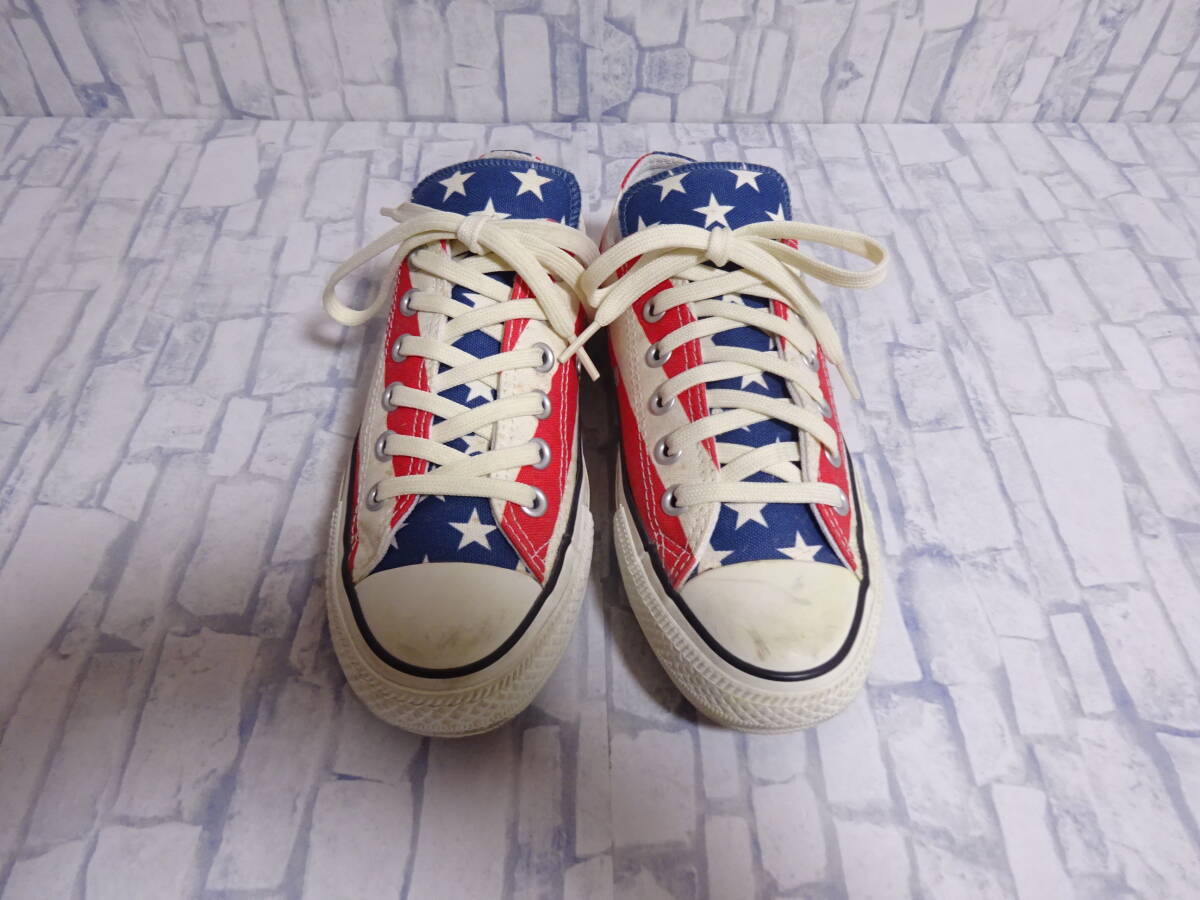 CONVERSE ALL STAR Chuck Taylor ローカット スニーカー 星条旗柄 アメリカ国旗 白 赤 紺 レディース 24cm US5 コンバース オールスターの画像2