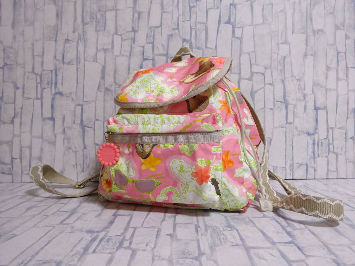 Преимущество X Lesportsac Rucksack Hawaiian Pattern Whale Flaglare Ukulele Pink White Green Benefit Lesport Sack Hawaii