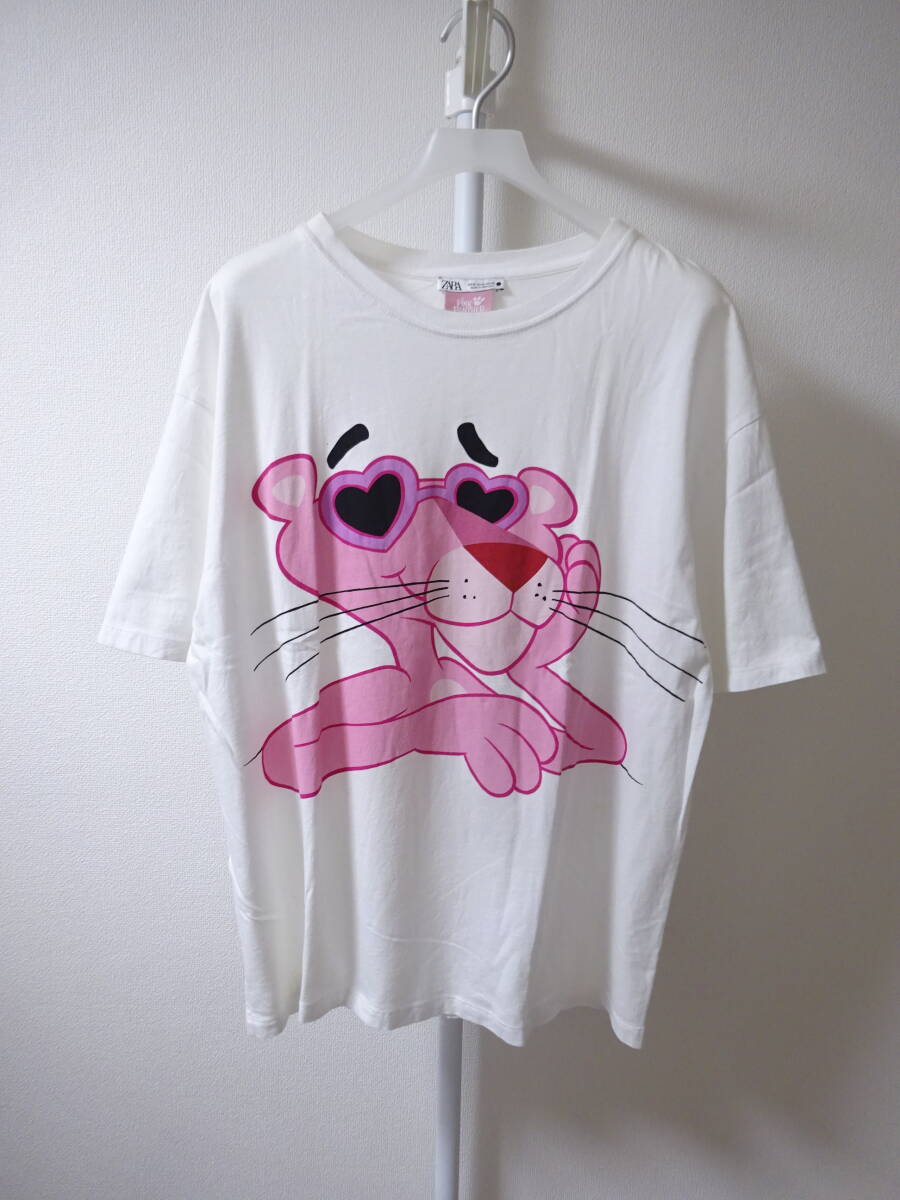 PINK PANTHER x ZARA 半袖Tシャツ オーバーサイズ ピンク 白 レディース EUR/M USA/M MEX/28 ザラ ピンクパンサー_画像1
