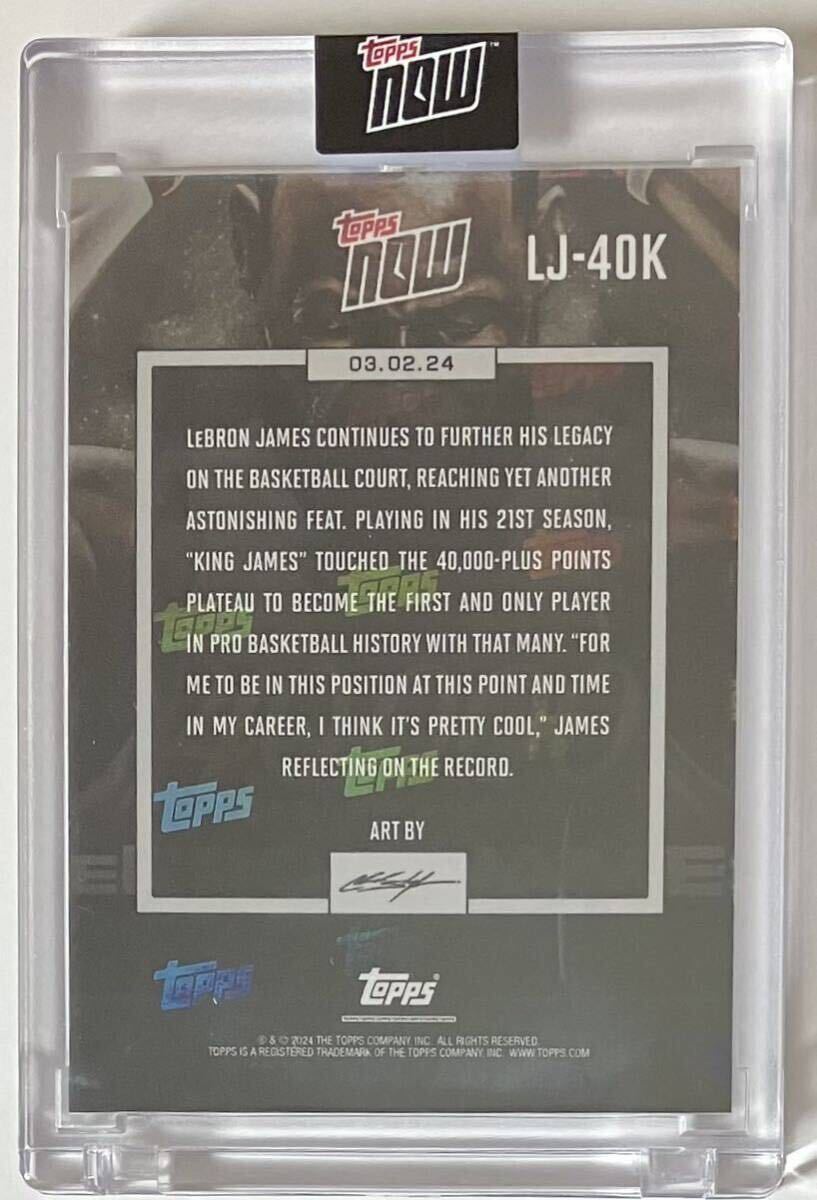 ①LeBron James - 2023-24 TOPPS NOW Basketball Card LJ-40K 40,000 CAREER POINTS NBA カードの画像2