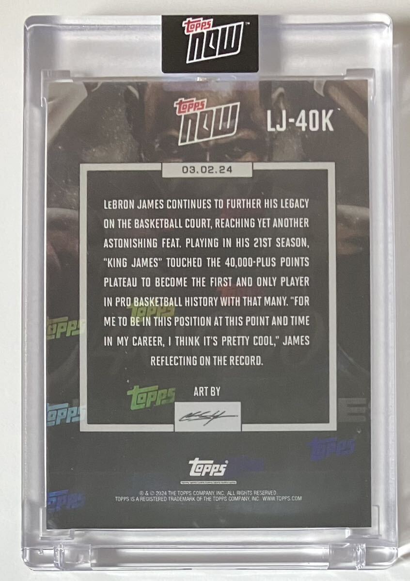 ⑥LeBron James - 2023-24 TOPPS NOW Basketball Card LJ-40K 40,000 CAREER POINTS NBA カードの画像2