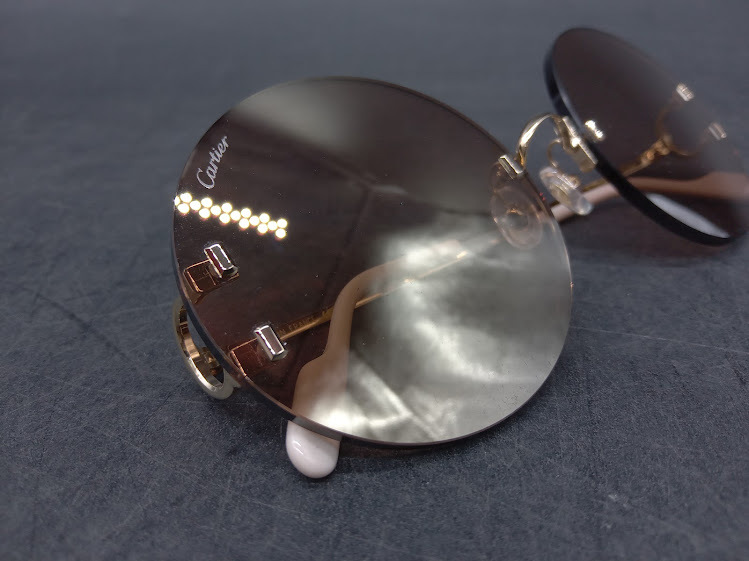 ▽ 【269】 カルティエ サングラス CT0152S-003 / Cartier アイウェア Eyewear 眼鏡 ラウンドフレーム フチなし_画像2