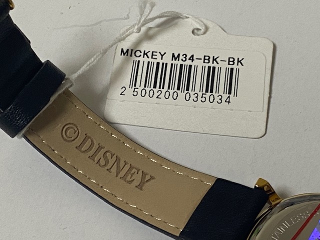 Disney ディズニー ミッキーマウス デザイン 黒革ベルト 腕時計 展示品未使用の画像9