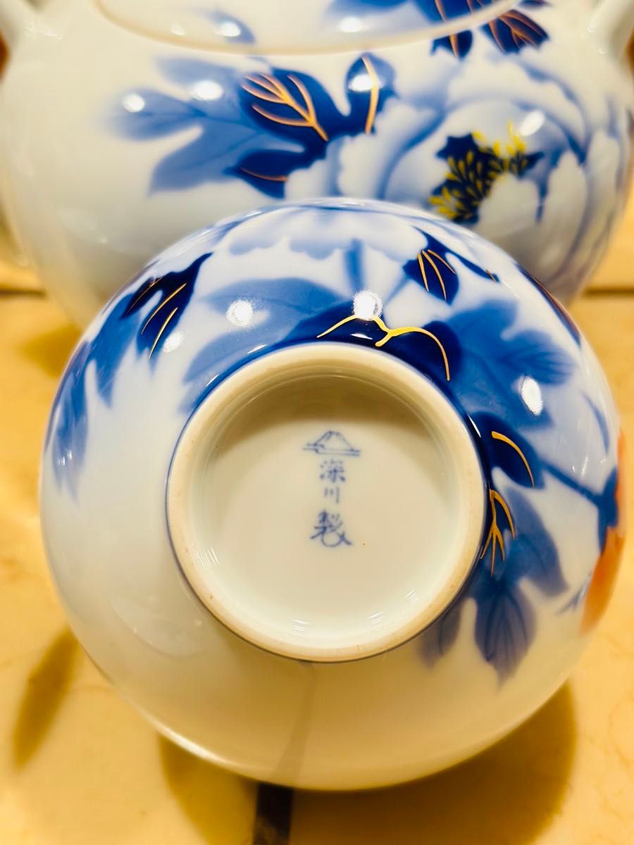 ☆宮内庁御用達/深川製磁/染付/窓絵竹に鶴/八方割/飾り皿 ☆宮内庁御用達/深川製磁/染付/窓絵竹に鶴/八方割/飾り皿
