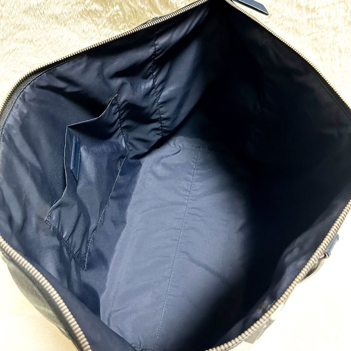 美品　ジルサンダーネイビー　トートバッグ　PVC レザー　本革　総柄　大容量　黒　A4 保存袋付き　ユニセックス
