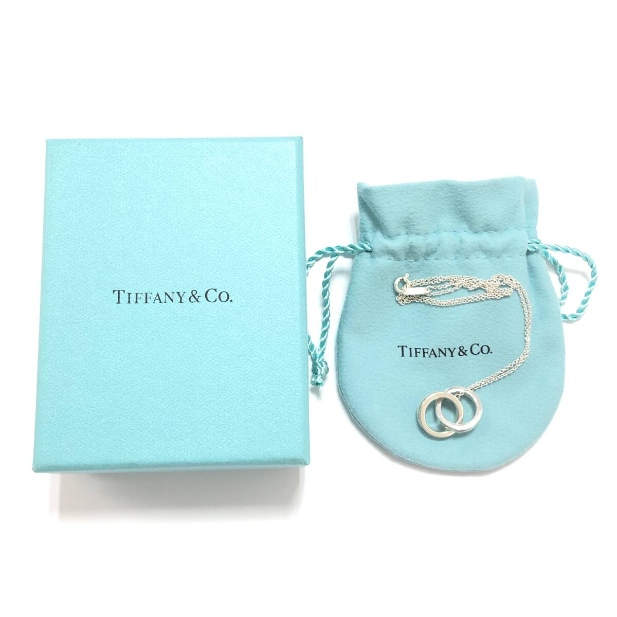 1円〜 美品 TIFFANY&Co. ティファニー 1837 インターロッキング サークル ペンダント シルバー 925 ネックレス 5.2g 保存袋 箱付きの画像2