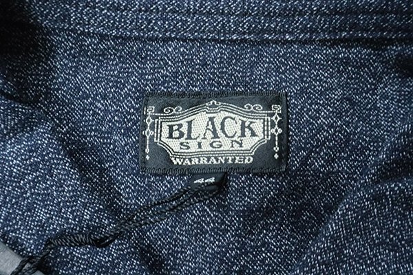 未使用 BLACK SIGN ◆ 杢シャンブレー ワークシャツ 44 ネイビー ブラックサイン A78 ◆G041_画像7
