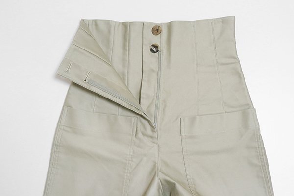 ELIN ◆ Chino patch-poc cropped pt ハイウエスト ワイドパンツ カーキベージュ サイズ38 アンクル丈 チノパン エリン ◆602/HA16_画像4