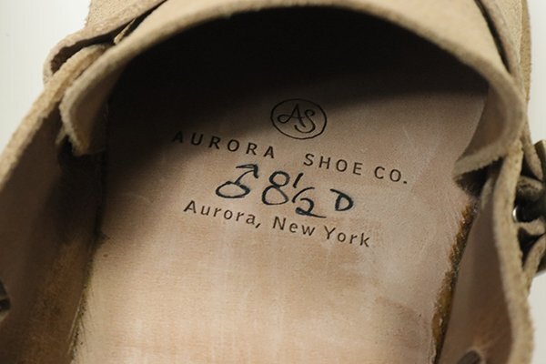 【未使用】オーロラシューズ サイズ8.5D Middle English_Natural Rough Out ベージュ スエード USA製 AURORA SHOES CO. /K-3の画像7