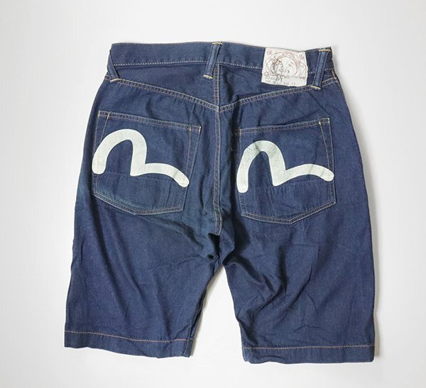 EVISU エヴィス ◆ LOT.7001 デニム ハーフパンツ W34 *カモメペイント ショーツ インディゴ ◆DF12_画像1