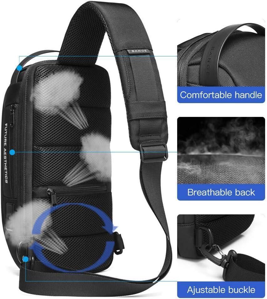 【新品】ショルダーバッグ 盗難防止 USB 防水 メンズ 斜めがけ ボディバッグ 鍵付きバッグ 