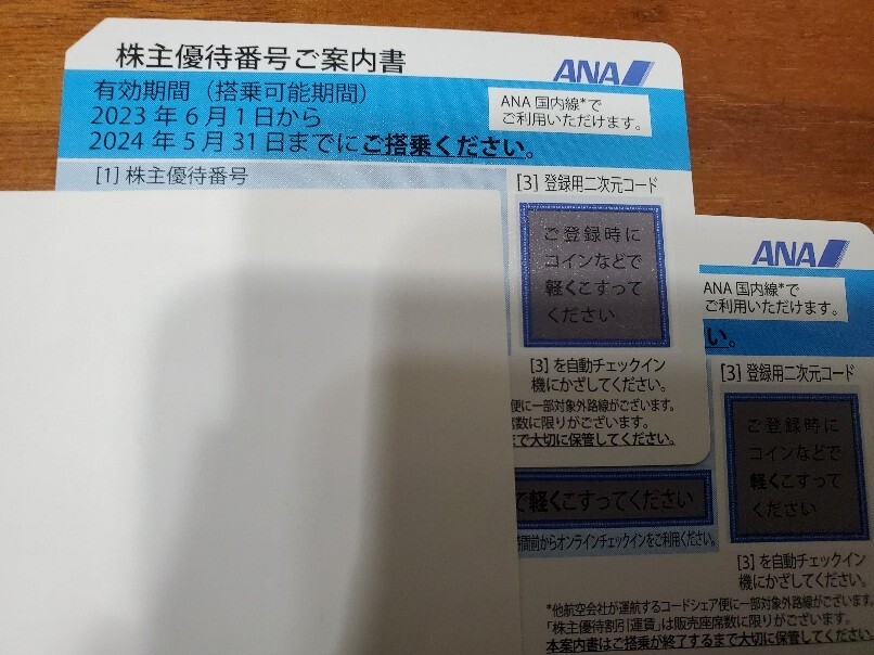 ★ANA 株主優待券　2枚　有効期限2024/5/31まで 　現物送付_画像1