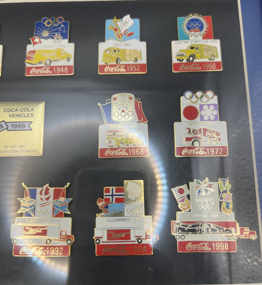 COCA-COLA コカ・コーラ COMMEMORATIVE PIN SERIES 冬季オリンピックピンバッジ 1924-1998 シリアル 112/1000 オリンピックグッズ L3435の画像5