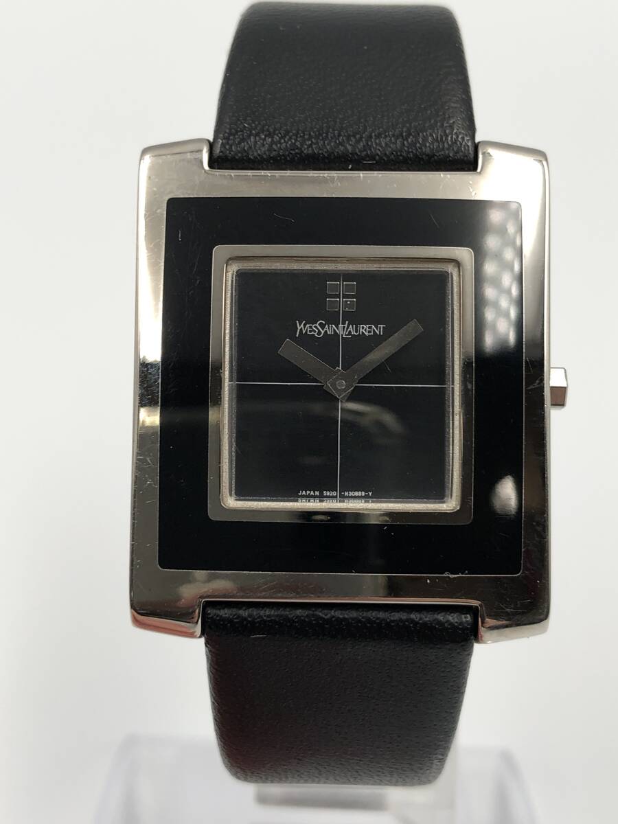 イヴサンローラン 腕時計 5920-H18300 Y 黒文字盤 メンズ YVES SAINT LAURENT クォーツ アナログ 2針 YSL 電池未交換の為、現状不動 C354の画像4