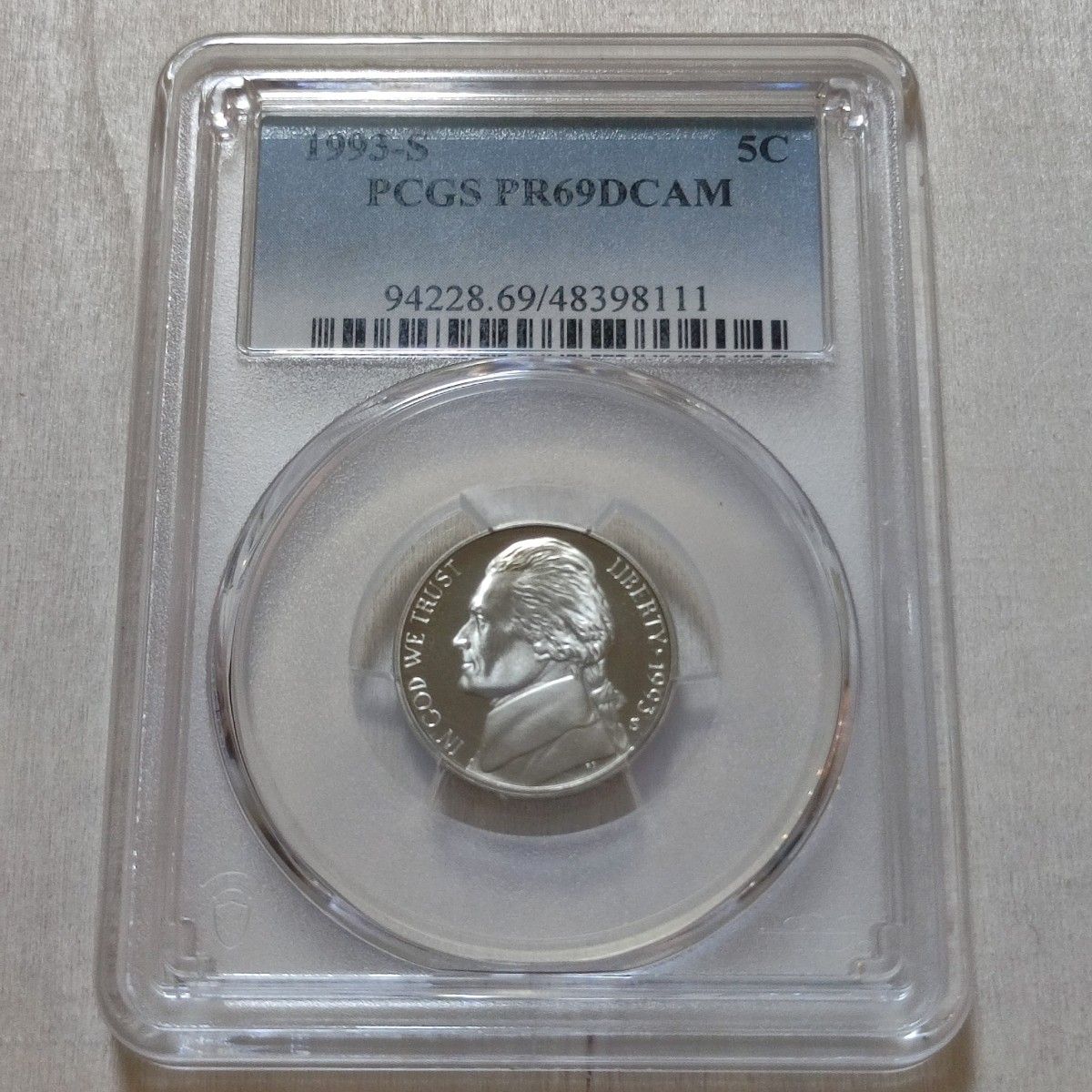 準最高鑑定 PCGS PR69DCAM 1993 5セント ジェファーソンニッケル モンティチェロ