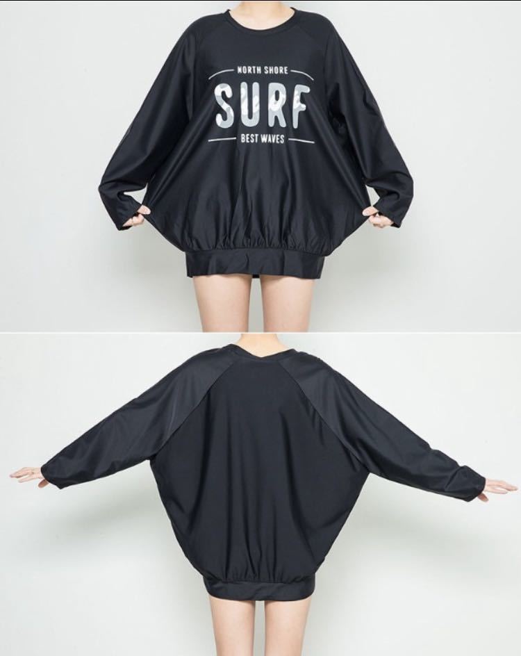  lady's swimsuit separate L Rush Guard leggings short pants body type cover fitness black black sea pool leisure 