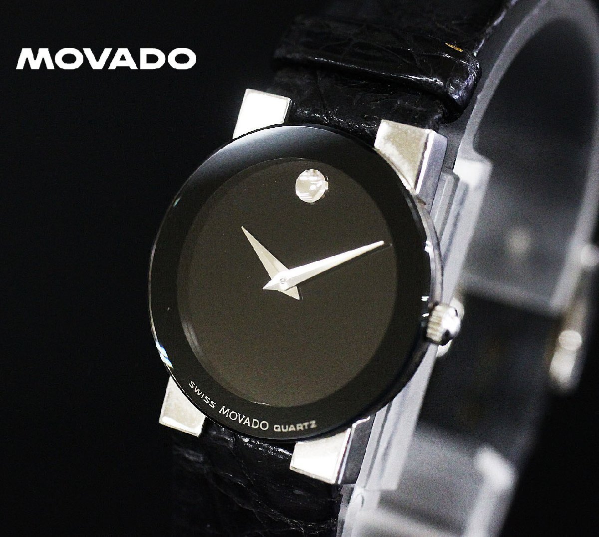 【行董】AC656ABC84 MOVADO モバード 84.C1.827 ミュージアム ブラック クォーツ レディース 腕時計 動作未確認 現状品の画像1