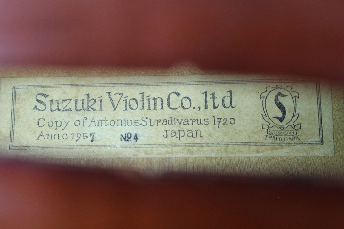 【行董】AA150BOM45 Suzuki Violin 鈴木バイオリン チェロ 4/4 Anno1957 No.4 楽器 弦楽器 演奏 音楽 ハードケース付き ※直接引取歓迎※の画像2