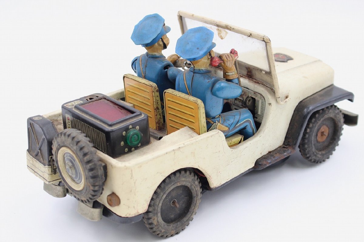 【行董】AA153BOM49 ☆当時物☆ 野村トーイ POLICE PATROL ポリスパトロール Jeep ジープ 全長28cm ブリキ 1960年 昭和レトロ ビンテージの画像2