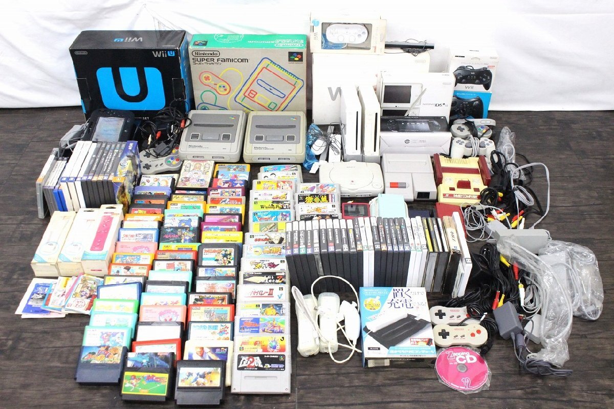 【行董】AF000ABY27 ゲーム 大量 おまとめ スーファミ ファミコン Wii Wii U DS LL PS one 本体 他 ニンテンドー ソフト多数 動作未確認_画像1