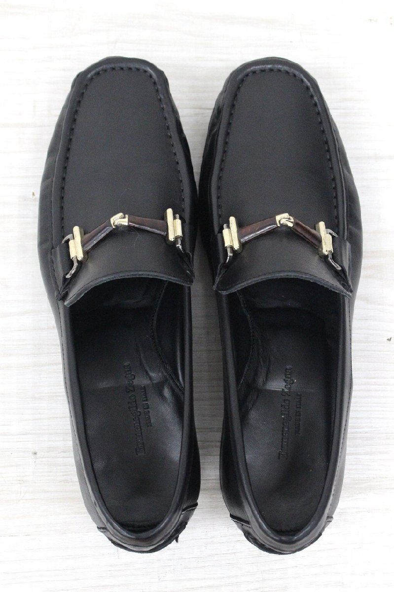 【行董】CA158ABY98 Ermenegildo Zegna エルメネジルドゼニア ローファー スリッポン 靴 ブラック 黒 サイズ6.5 EEE レザー 革 メンズの画像2