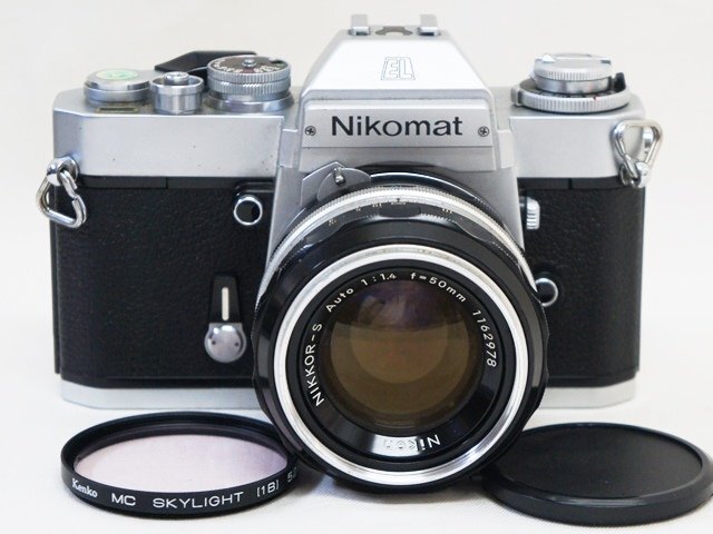 中古ジャンク【Nikomat EL】一眼レフ フィルムカメラ レンズ NIKKOR-S Auto 1:1.4 f＝50mm ニコマート ニコン レンズ保護フィルター付の画像2