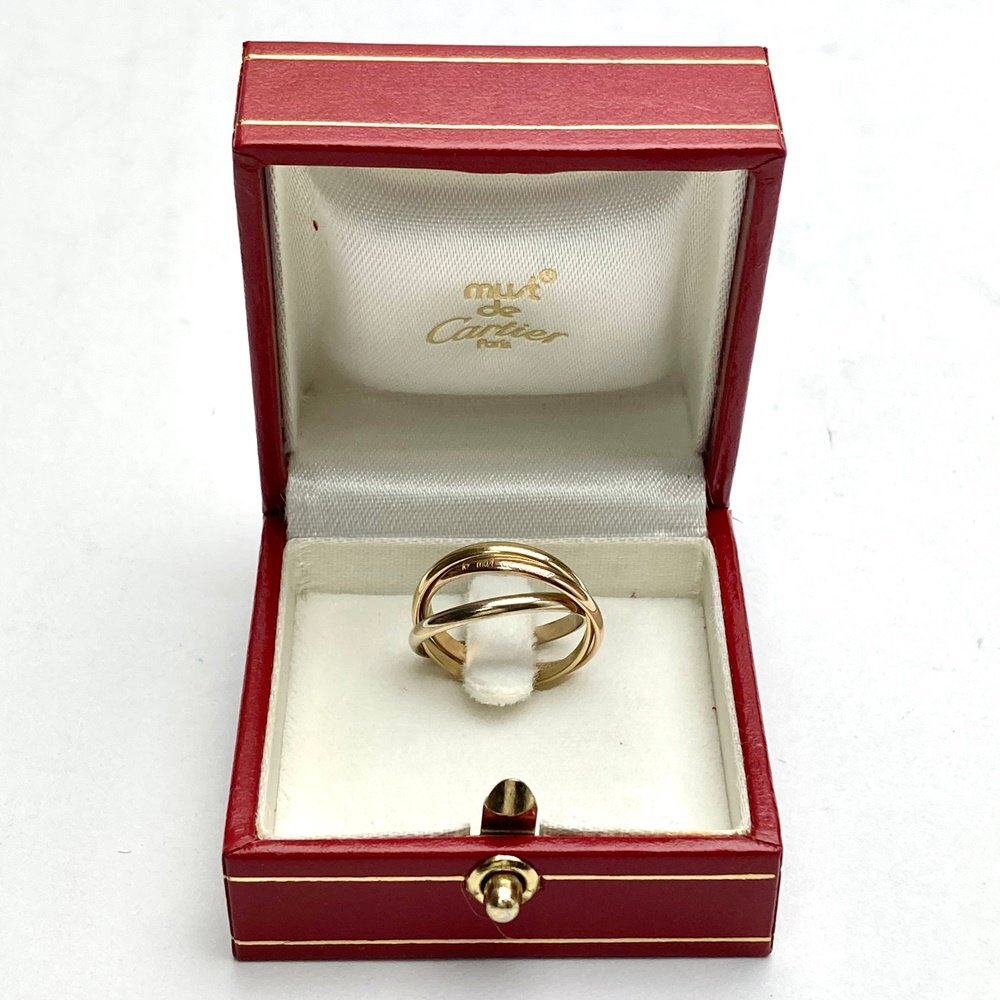 rm) must de Cartier カルティエ 3連 トリニティ リング/指輪 750刻印 ゴールド size50/重量約3.5g 外箱/ケース付属 中古 USEDの画像2