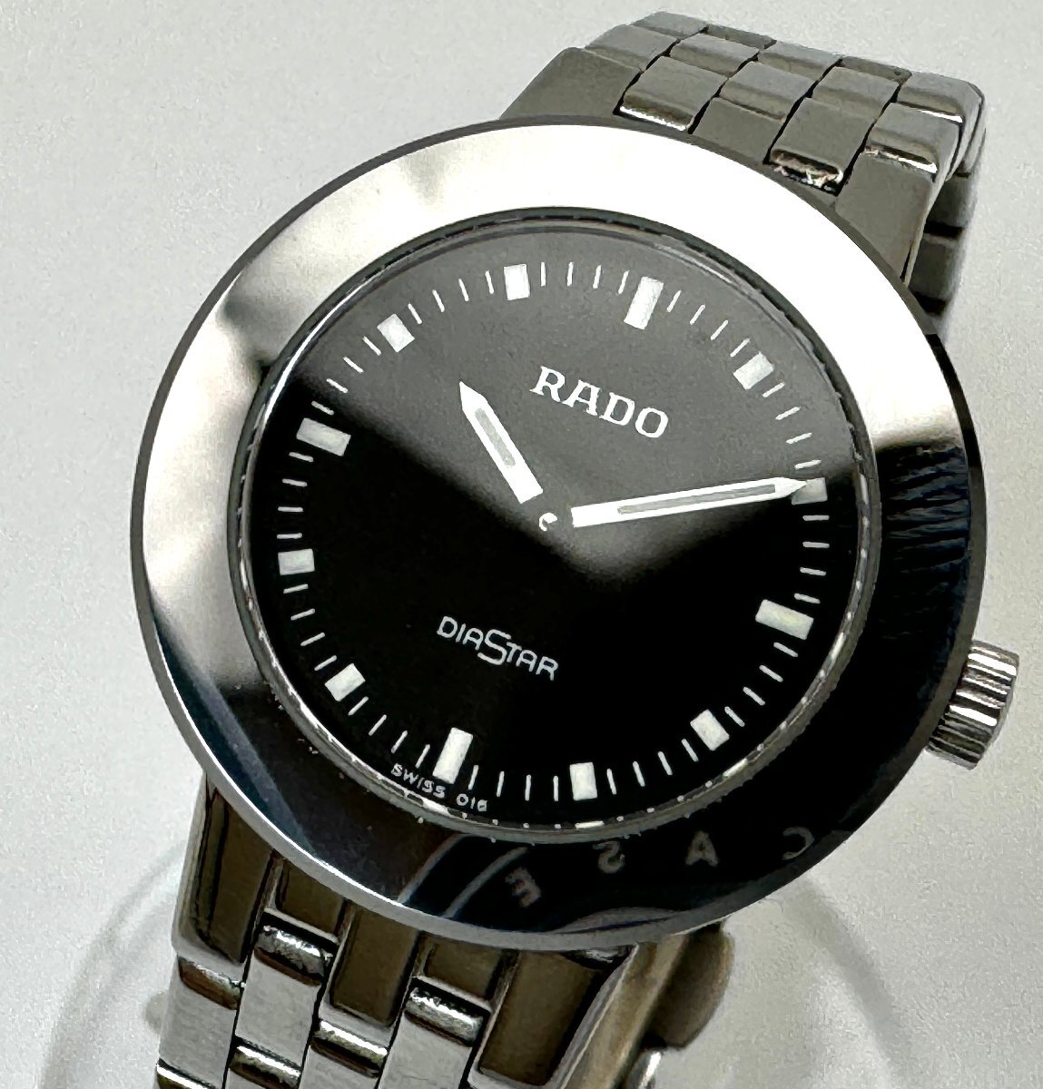 A)RADO ラドー 153.0342.3 DIASTAR ダイヤスター SS ブラック文字盤 クオーツ レディース腕時計 電池交換済 中古の画像1