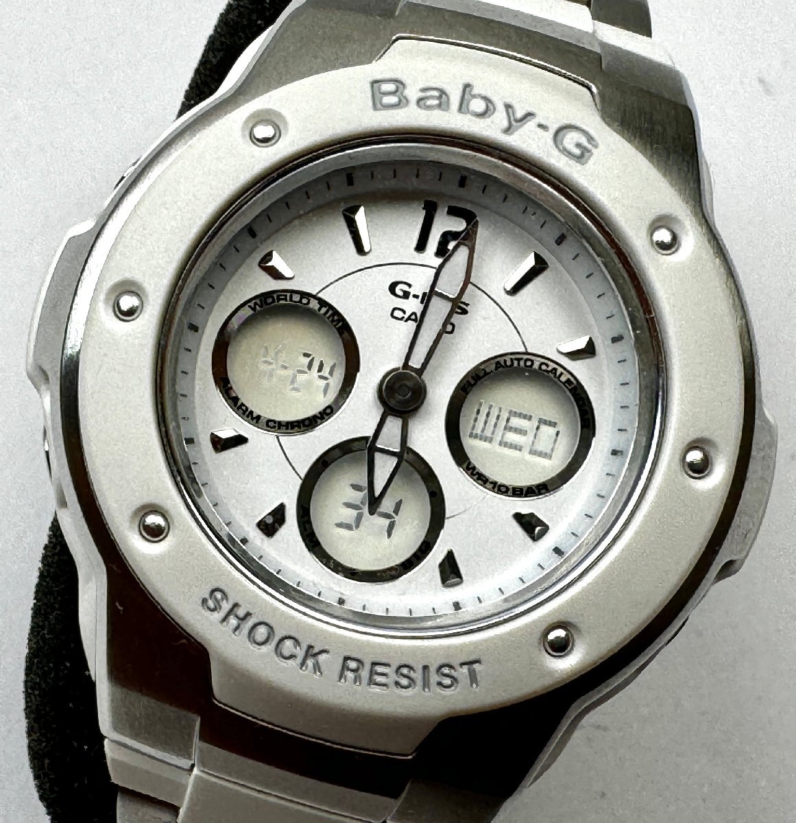 rm)CASIO カシオ Baby-G MSG-300 G-ms デジアナ ホワイト 腕時計 腕周り14.5cm 袋付 中古の画像1