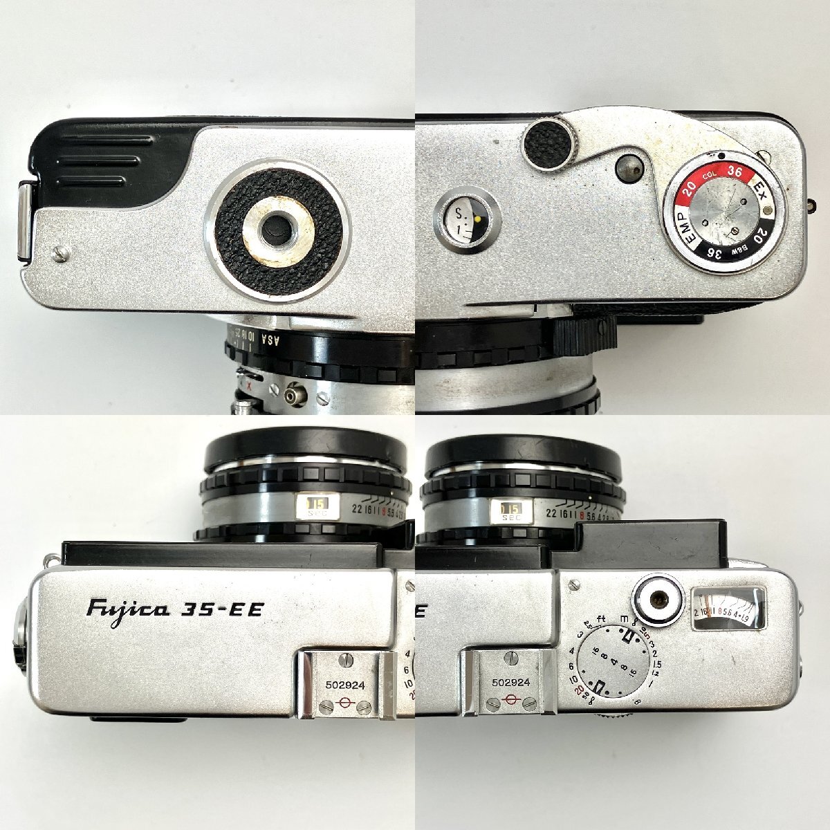 A) 【ジャンク扱い】 Fujica フジカ 35-EE コンパクト フィルム カメラ FUJINON 1:1.9 f=4.5cm レンズ 動作未確認 中古 USED 現状渡しの画像5