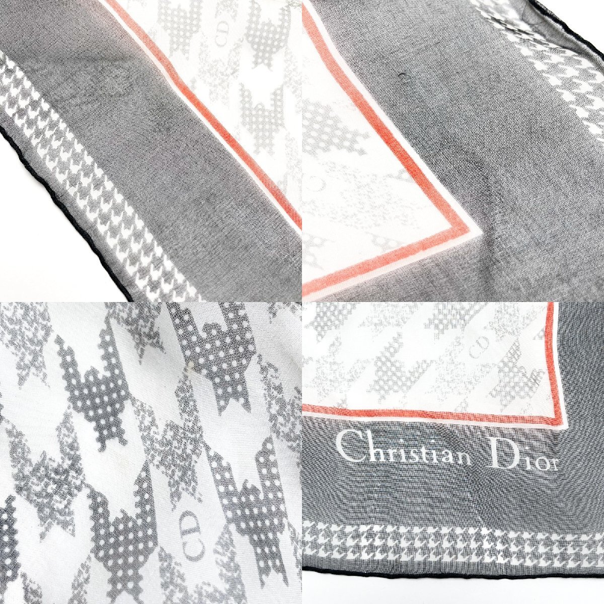 *rm) Christian Dior クリスチャン ディオール 千鳥格子柄 ブラック系 スカーフ タグなし 中古 USED 現状渡し ※ゆうパケット300円_画像5