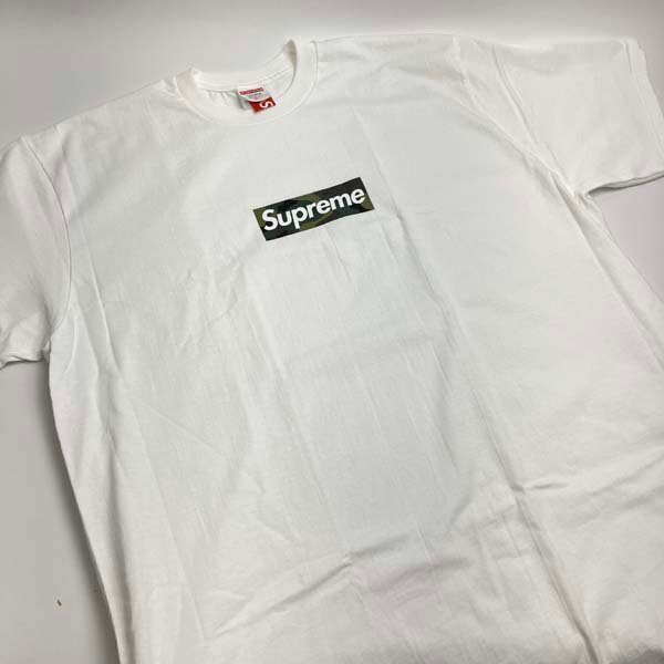 e)シュプリーム Supreme Box Logo ボックスロゴ Tシャツ 白 カモフラ 迷彩 XLサイズ 綿100％ MADE IN U.S.A 1※タグ切れ端付 未使用/保管品の画像3
