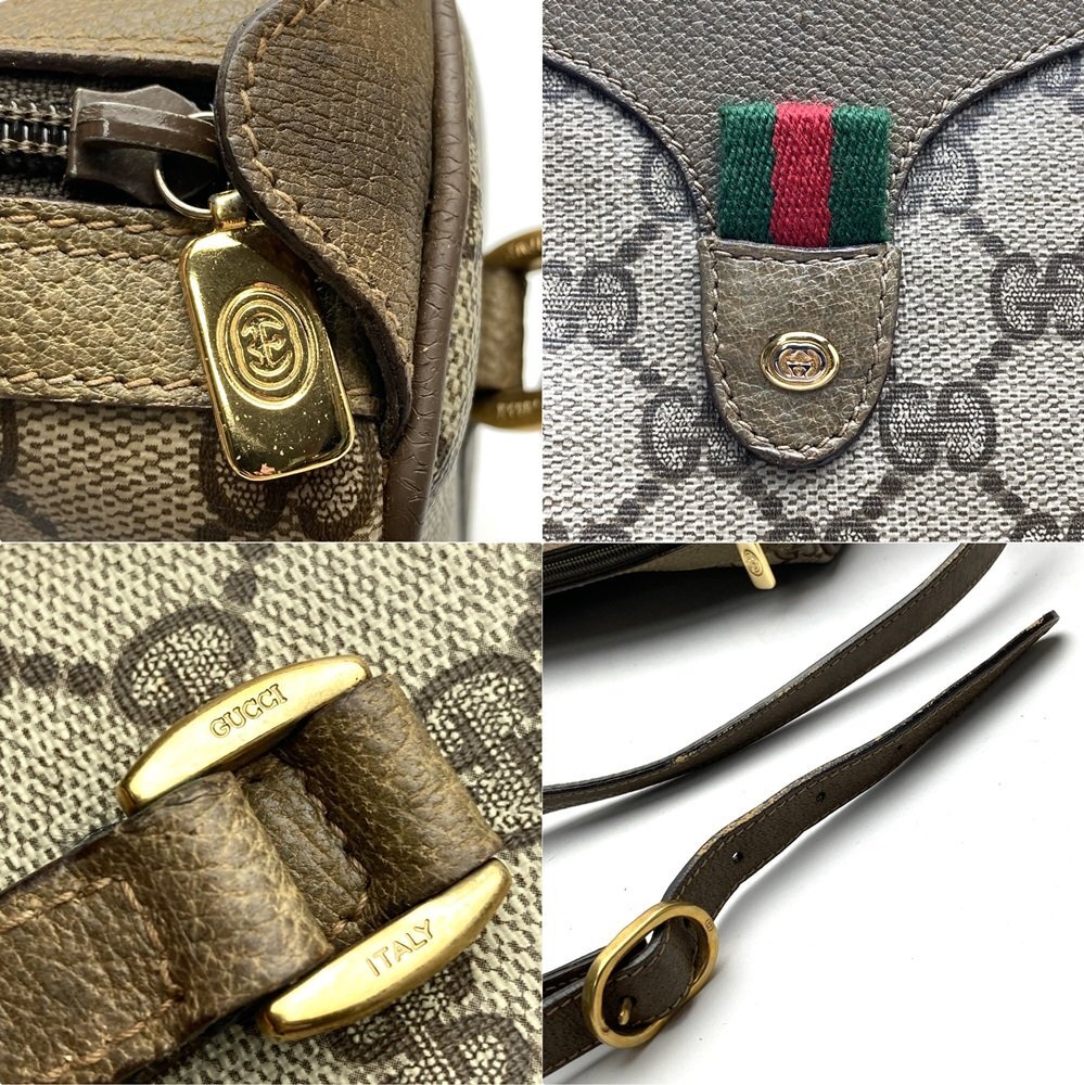 rm) GUCCI グッチ オールドグッチ シェリーライン ショルダーバッグ 89.02.017 PVCレザー GG柄 ベージュ系 紙タグ ※中古 経年保管品_画像10