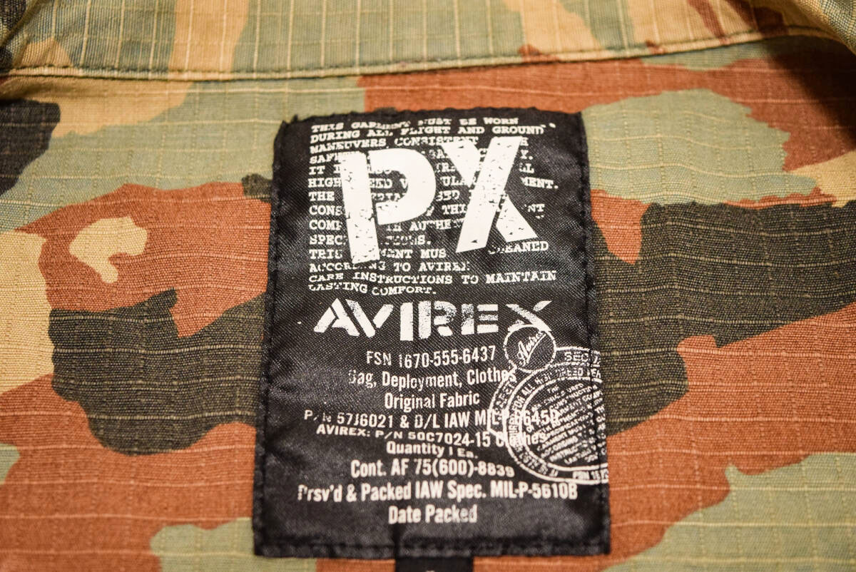 AVIREX アヴィレックス コットン 100% リップストップ 迷彩 ミリタリー ファティーグジャケット L 春 (J0040404)の画像3