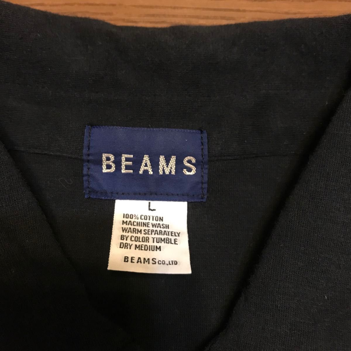 BEAMS コットンシャツ Lサイズ  ブラック 長袖シャツ ダブルフェイス スウェットシャツ